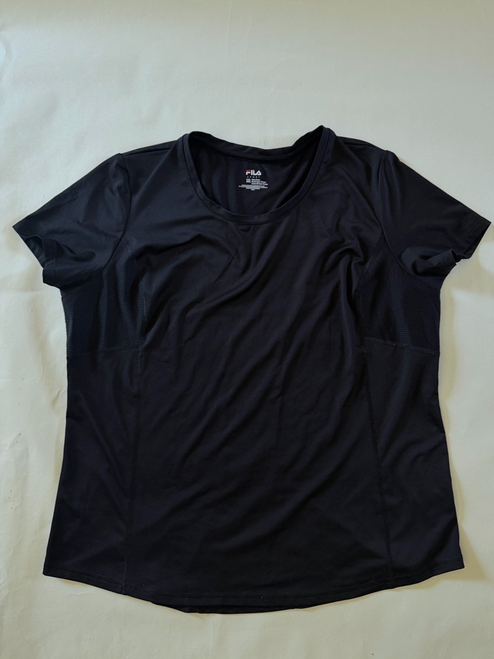 FILA Women’s Black Performance Tee - Short Sleeve Active Top: XXL